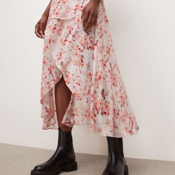 Allsaints Slvina Momo Handkerchief Skirt. Floral High Low Wrap look NWT US 0 - Picture 3 of 14